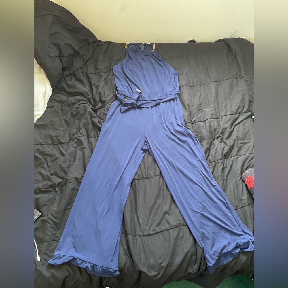 Michael Kors Navy Blue Jumpsuit with Gold Chain Size XL